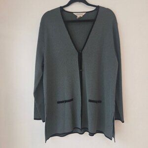 Exclusively Misook Blue Black Houndstooth Cardigan Sweater Blazer Women's XL